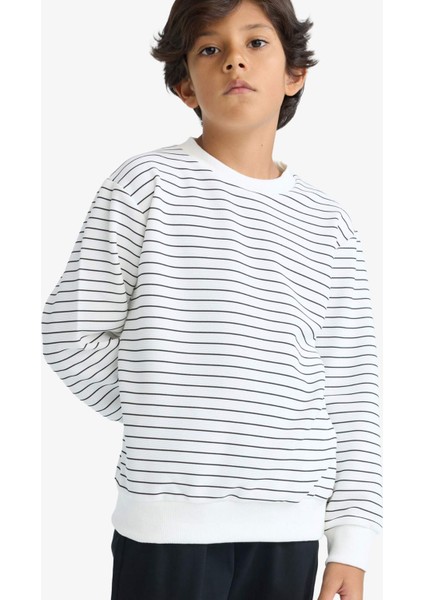Erkek Çocuk Bisiklet Yaka Çizgili Sweatshirt G2555A825AU