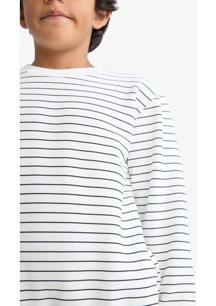 Erkek Çocuk Bisiklet Yaka Çizgili Sweatshirt G2555A825AU