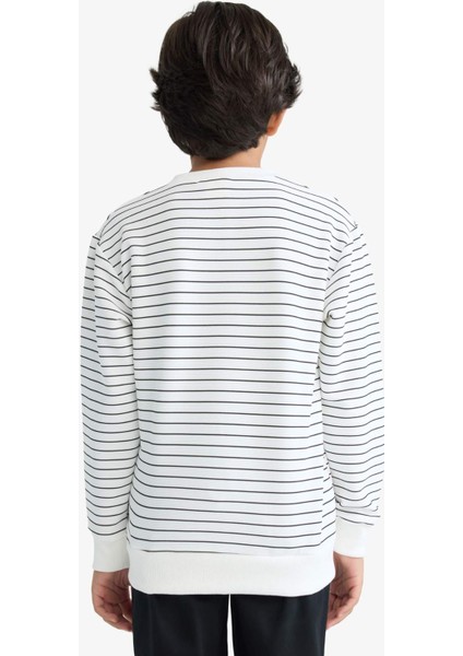 Erkek Çocuk Bisiklet Yaka Çizgili Sweatshirt G2555A825AU