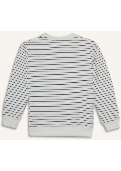Erkek Çocuk Bisiklet Yaka Çizgili Sweatshirt G2555A825AU