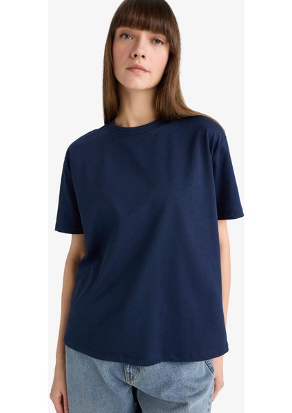 Regular Fit Bisiklet Yaka Basic Düz Premium Kısa Kollu Tişört F7105AX25AU