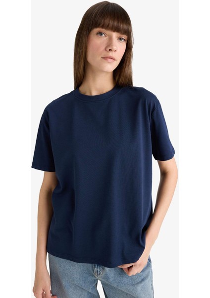 Regular Fit Bisiklet Yaka Basic Düz Premium Kısa Kollu Tişört F7105AX25AU