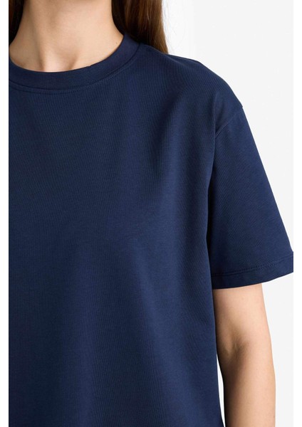 Regular Fit Bisiklet Yaka Basic Düz Premium Kısa Kollu Tişört F7105AX25AU