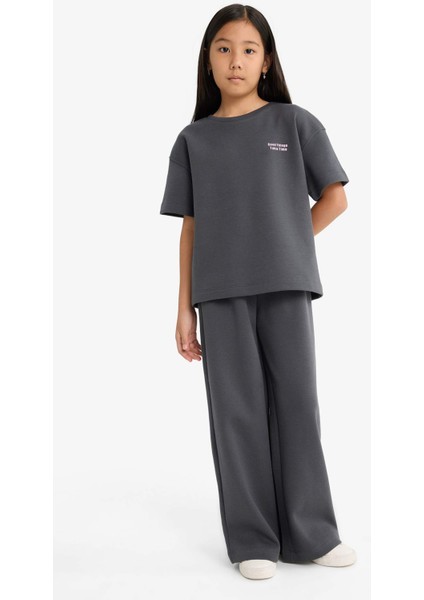 Kız Çocuk 2'li Takım Baskılı Kısa Kollu Tişört Eşofman Altı G2842A825AU