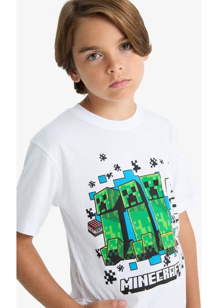 Erkek Çocuk Minecraft Bisiklet Yaka Kısa Kollu Tişört B7946A825AU