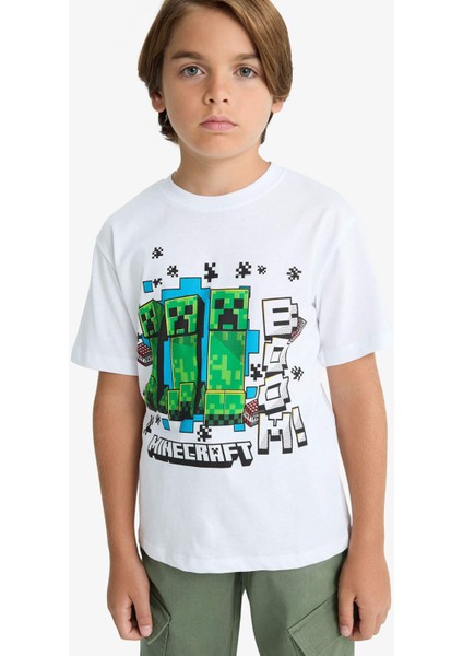 Erkek Çocuk Minecraft Bisiklet Yaka Kısa Kollu Tişört B7946A825AU