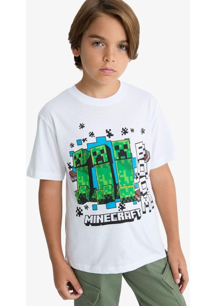 Erkek Çocuk Minecraft Bisiklet Yaka Kısa Kollu Tişört B7946A825AU