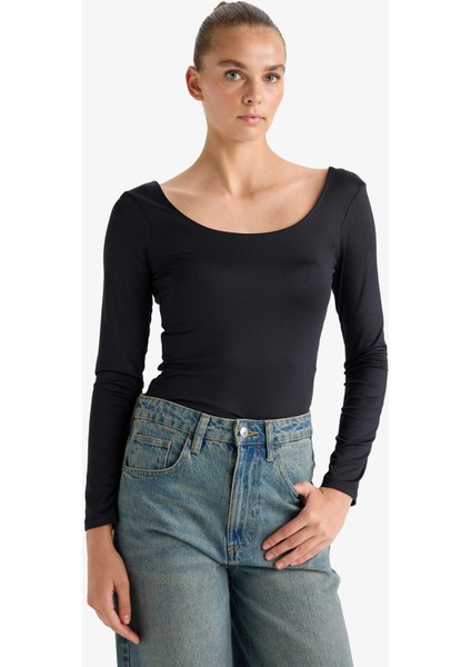 Kare Yaka Uzun Kollu Çıtçıtlı Body G1403AX25AU