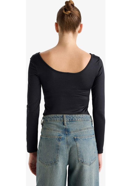 Kare Yaka Uzun Kollu Çıtçıtlı Body G1403AX25AU