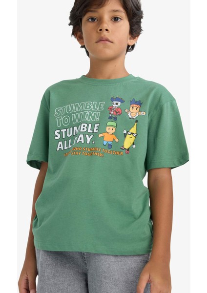 Erkek Çocuk Stumble Guys Bisiklet Yaka Kısa Kollu Tişört F5170A825AU
