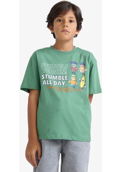Erkek Çocuk Stumble Guys Bisiklet Yaka Kısa Kollu Tişört F5170A825AU