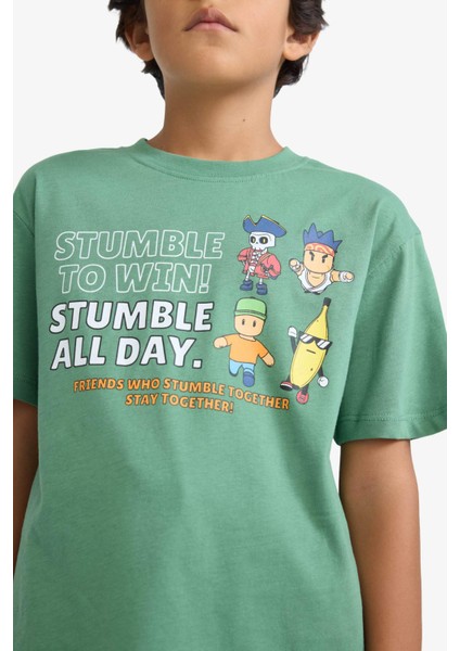 Erkek Çocuk Stumble Guys Bisiklet Yaka Kısa Kollu Tişört F5170A825AU