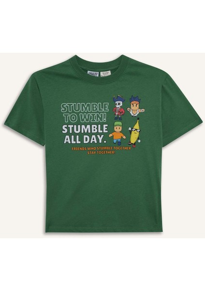 Erkek Çocuk Stumble Guys Bisiklet Yaka Kısa Kollu Tişört F5170A825AU