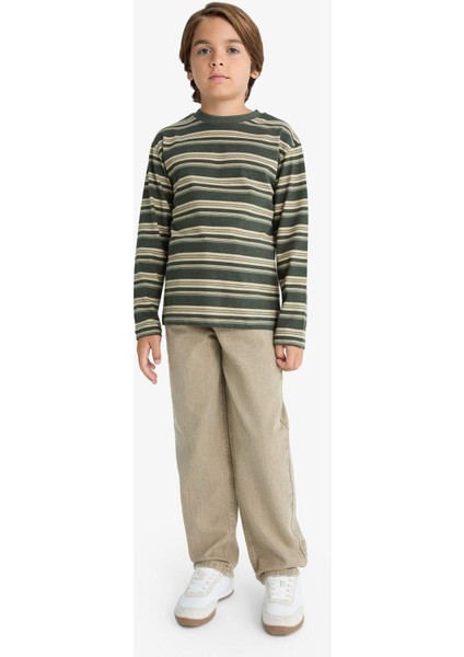 Erkek Çocuk Bisiklet Yaka Çizgili Uzun Kollu Tişört G1818A825AU