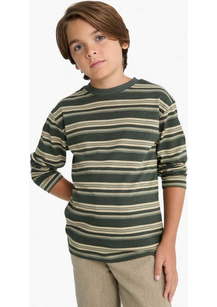 Erkek Çocuk Bisiklet Yaka Çizgili Uzun Kollu Tişört G1818A825AU