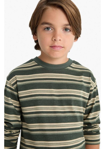 Erkek Çocuk Bisiklet Yaka Çizgili Uzun Kollu Tişört G1818A825AU