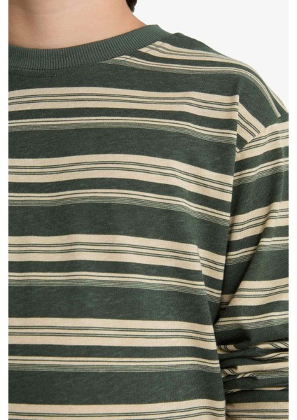 Erkek Çocuk Bisiklet Yaka Çizgili Uzun Kollu Tişört G1818A825AU