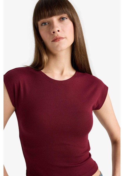 Slim Fit Dar Kesim Bisiklet Yaka Basic Düz Modal Kısa Kollu Tişört F0685AX25AU