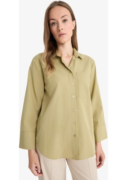 Regular Fit Gömlek Yaka Poplin Uzun Kollu Tunik G2392AX25AU