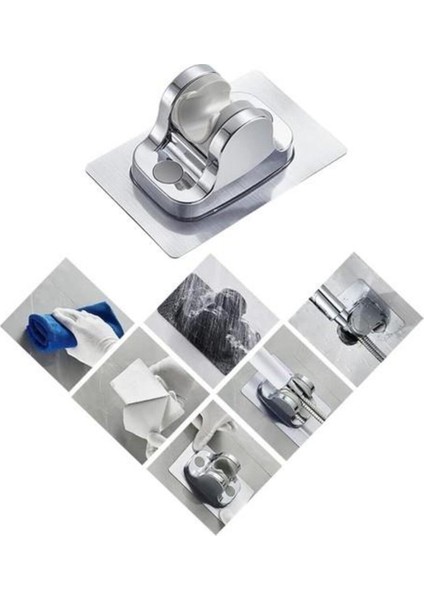 Gri Yapışkanlı Duş Başlığı Askısı, Pratik ve Deliksiz Montaj ile Kolay Kullanım fırsatları