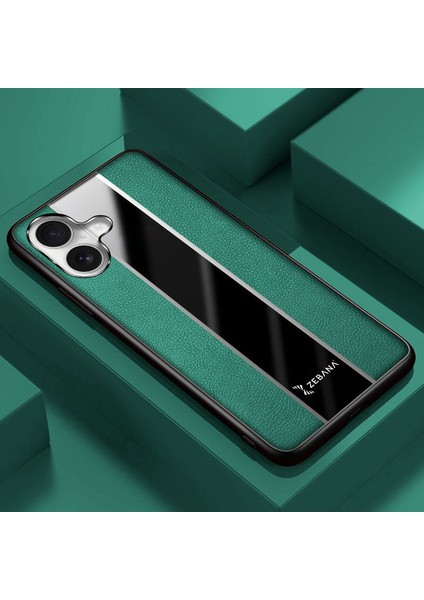 iPhone 16 Plus Uyumlu Kılıf Premium Deri Kılıf Yeşil