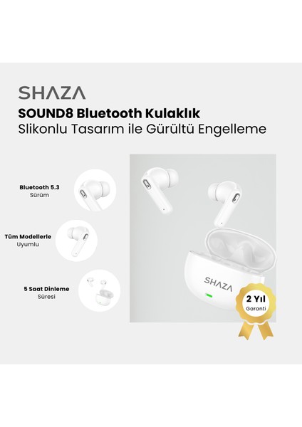 S Sound 8 Gürültü Azaltma Enc 4 Mikrofonlu Bluetooth 5.3 Tws Kulaklık Beyaz fiyatları