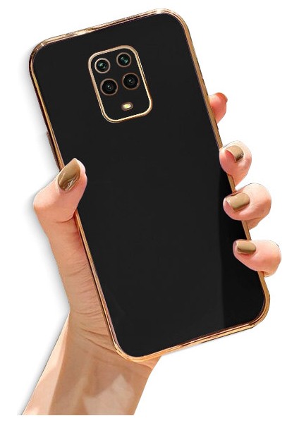Xiaomi Redmi Note 9s Kılıf Golden Silikon Kılıf Siyah modelleri