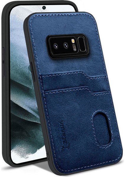 Samsung Galaxy Note 8 Uyumlu Kılıf Zebana Kartlıklı Lüx Deri Kılıf Lacivert indirimleri
