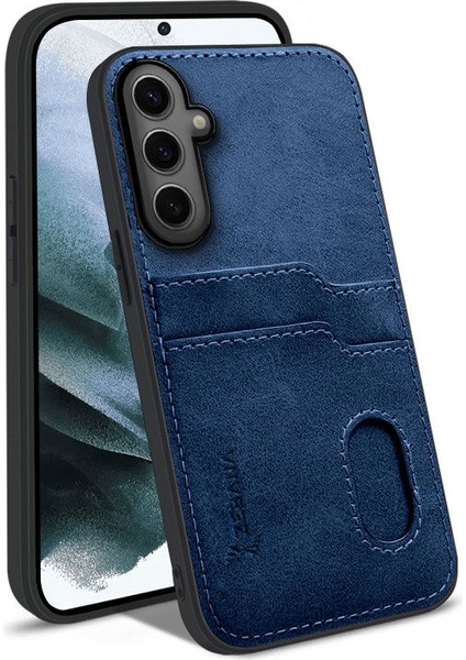 Samsung Galaxy S23 Uyumlu Kılıf Zebana Kartlıklı Lüx Deri Kılıf Lacivert modelleri