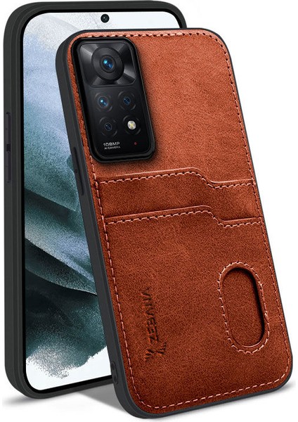 Xiaomi Redmi Note 11 Kılıf Zebana Kartlıklı Lüx Deri Kılıf Kahverengi fırsatları