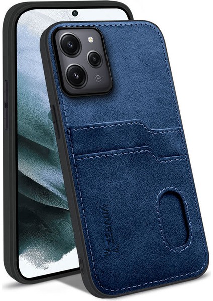 Xiaomi Redmi 12 Uyumlu Kılıf Zebana Kartlıklı Lüx Deri Kılıf Lacivert modelleri