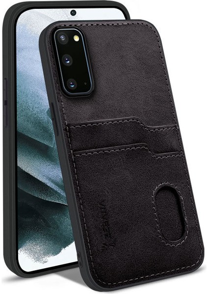 Samsung Galaxy S20 Fe Kılıf Zebana Kartlıklı Lüx Deri Kılıf Siyah
