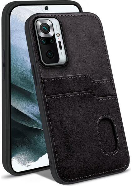 Xiaomi Redmi Note 10 Pro Kılıf Zebana Kartlıklı Lüx Deri Kılıf Siyah