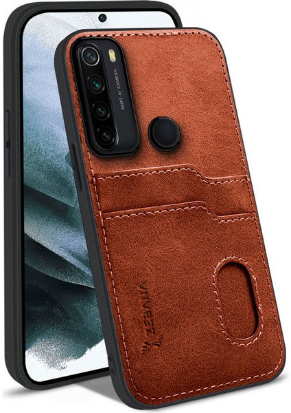Xiaomi Redmi Note 8 Kılıf Zebana Kartlıklı Lüx Deri Kılıf Kahverengi fırsatları
