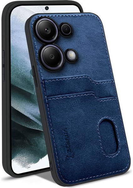 Xiaomi Redmi Note 13 Pro 5g Uyumlu Kılıf Zebana Kartlıklı Lüx Deri Kılıf Lacivert