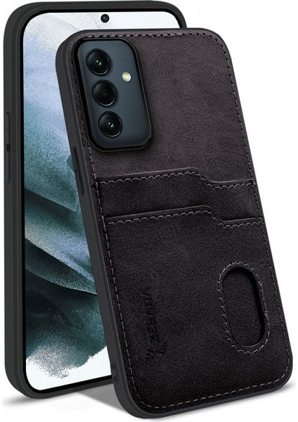 Samsung Galaxy A55 Uyumlu Kılıf Zebana Kartlıklı Lüx Deri Kılıf Siyah modelleri