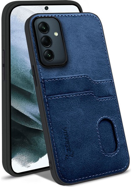 Samsung Galaxy A56 Uyumlu Kılıf Kartlıklı Lüx Deri Kılıf Lacivert