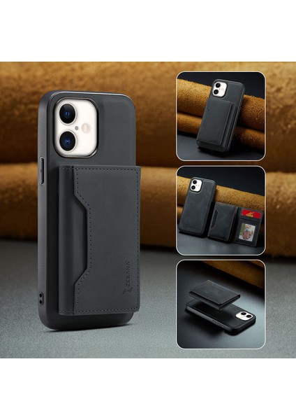 Apple iPhone 16 Uyumlu Kılıf Zebana 2in1 Elite Class Cüzdanlı Deri Kılıf Siyah