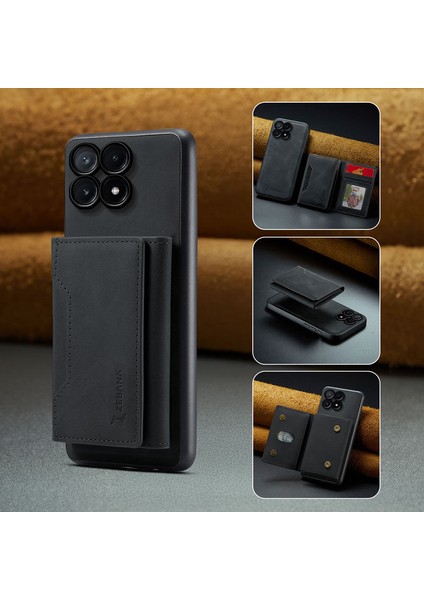 Xiaomi Poco X6 Pro 5g Uyumlu Kılıf Zebana 2in1 Elite Class Cüzdanlı Deri Kılıf Siyah
