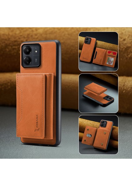 Xiaomi Poco C65 Uyumlu Kılıf 2in1 Elite Class Cüzdanlı Deri Kılıf Kahverengi