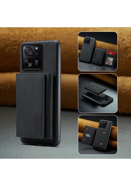 Xiaomi Mi 13T Uyumlu Kılıf Zebana 2in1 Elite Class Cüzdanlı Deri Kılıf Siyah