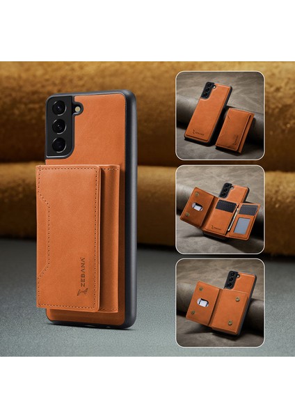 Samsung Galaxy S24 Plus Uyumlu Kılıf Zebana 2in1 Elite Class Cüzdanlı Deri Kılıf Kahverengi