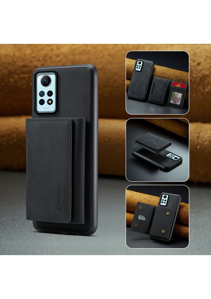 Xiaomi Redmi Note 12 Pro Uyumlu Kılıf Zebana 2in1 Elite Class Cüzdanlı Deri Kılıf Siyah