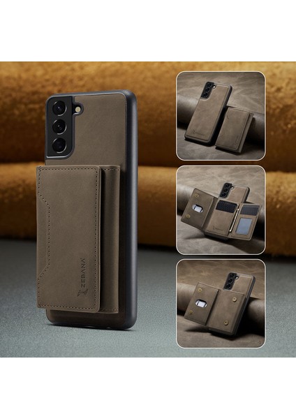 Samsung Galaxy S24 Plus Uyumlu Kılıf Zebana 2in1 Elite Class Cüzdanlı Deri Kılıf Koyu Kahverengi