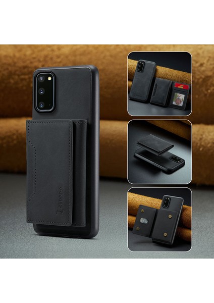 Samsung Galaxy S20 Fe Uyumlu Kılıf Zebana 2in1 Elite Class Cüzdanlı Deri Kılıf Siyah
