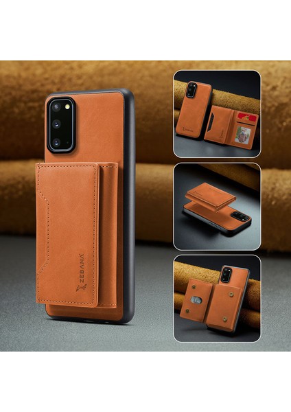 Samsung Galaxy S20 Fe Uyumlu Kılıf Zebana 2in1 Elite Class Cüzdanlı Deri Kılıf Kahverengi