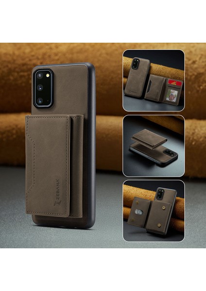 Samsung Galaxy S20 Fe Uyumlu Kılıf Zebana 2in1 Elite Class Cüzdanlı Deri Kılıf Koyu Kahverengi