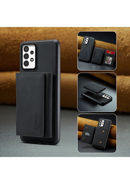 Samsung Galaxy A32 Uyumlu Kılıf Zebana 2in1 Elite Class Cüzdanlı Deri Kılıf Siyah