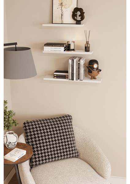 DF05102B 3'lü Dekoratif Raf Duvar Rafı