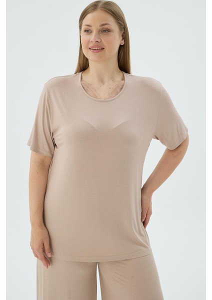 Büyük Beden V Yaka Kısa Kollu Capri Alt Pijama Takımı C7T5N371 modelleri